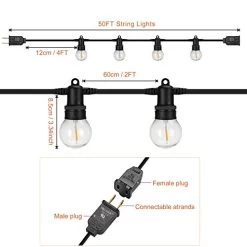 Zanflare Outdoor String Lights 50Ft Waterproof Shatterproof Patio Lights, 25+3 LED Bulbs, Connectable Led Outdoor Lights… -Garden Supply Store 41IpOpRcxgL