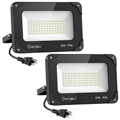 Onforu 2 Pack 60W LED Flood Light With Plug, 6,500lm Super Bright Work Light, 5000K Daylight White Security Lights, IP66…
