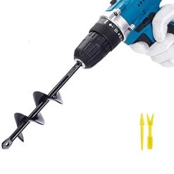 SYITCUN 1.6″(D) X9(L) Garden Auger Drill Bit For Planting Solid Shaft Heavy Duty Garden Auger Spiral Drill Bit For Planting Bulb Bedding Plants Plants Drill Bit For 3/8” Hex Drive Drill
