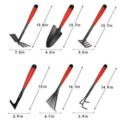 FLORA GUARD 6 Piece Garden Tool Sets – Including Trowel,5-Teeth Rake,9-Teeth Leaf Rake,Double Hoe 3 Prongs, Cultivator… -Garden Supply Store 41NEzDi2jZL