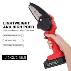 Mini Cordless ChainSaw With 2 Battery, Seesii 4-Inch Cordless Electric Pruning Chain Saw, One-Handed Portable Battery… -Garden Supply Store 41NSxHu7JVL