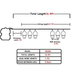 ILLUMINEW 30 LED Halloween Decoration Skull String Lights, Battery Operated 8 Modes Fairy Lights With Remote, 16.4ft… -Garden Supply Store 41OJDe2Bo2B2L