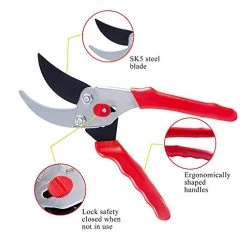 FLORA GUARD 8.5 Inch Traditional Bypass Pruning Shears,Tree Trimmers Secateurs,Hand Pruner,Pruners And Clippers… -Garden Supply Store 41PSxyLJDJL