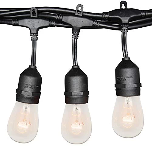 48 Feet 15 Sockets Patio String Lights, 11W S14 Incandescent Bulbs E26 Medium Base, Commercial Grade Heavy Duty Pergola… 1 48 Feet 15 Sockets Patio String Lights, 11W S14 Incandescent Bulbs E26 Medium Base, Commercial Grade Heavy Duty Pergola…