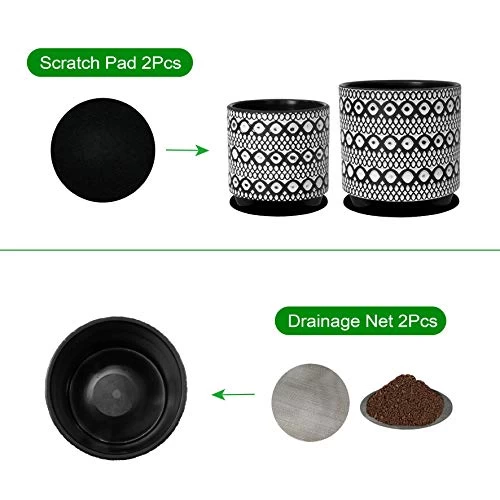 Set Of 2 Planter Pots, 4 Inch & 6 Inch, Modern Design Ceramic Plants Pot With Drainage Hole, Gold/White 3 Set Of 2 Planter Pots, 4 Inch & 6 Inch, Modern Design Ceramic Plants Pot With Drainage Hole, Gold/White - Image 3