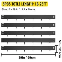 VEVOR Steel Lawn Edging, 5PCS Metal Landscape Edging, 4″x39″ Garden Edging Border, Flexible Galvanized Steel Landscape Border, 16.25 Ft Length Landscaping Metal Edging, Black Lawn Edge For Garden Yard -Garden Supply Store 41Qm2JtT5L