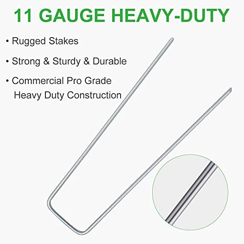 GROWNEER 100 Packs 6 Inch Heavy Duty 11 Gauge Galvanized Steel Garden Stakes Staples Securing Pegs For Securing Weed… 4 GROWNEER 100 Packs 6 Inch Heavy Duty 11 Gauge Galvanized Steel Garden Stakes Staples Securing Pegs For Securing Weed… - Image 4
