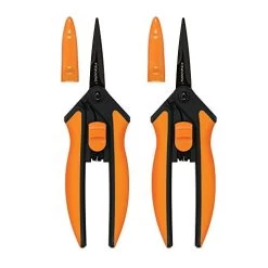 Fiskars Garden 399241-1002 Non-Stick Micro-Tip Pruning Snips, 2 Pack, Blades Orange