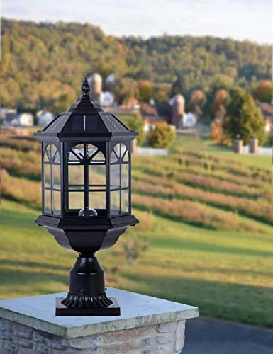 GYDZ Outdoor Solar Post Light Fixture Solar Pier Light Outdoor Solar Pillar Column Light For Garden, Front Door,Vintage… 2 GYDZ Outdoor Solar Post Light Fixture Solar Pier Light Outdoor Solar Pillar Column Light For Garden, Front Door,Vintage… - Image 2