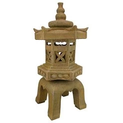 Design Toscano Sacred Pagoda Lantern Asian Decor Garden Statue, 69 Cm, Polyresin With LED Light, Aged Stone -Garden Supply Store 41TChHhF9zL