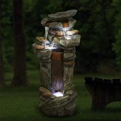 LISTOS’ Outdoor Water Fountain | 5-Tier Floor Water Fountain | 40.15″ Garden Fountain Decor With White LED Light, Perfect For Patio Yard Garden Lawn (5-POTS) -Garden Supply Store 41TOMt6L9JL