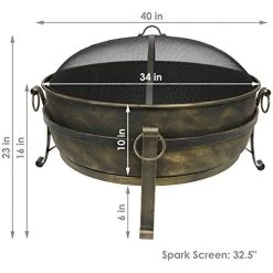 Sunnydaze Outdoor Cauldron Fire Pit – 34-Inch Backyard & Patio Wood-Burning Fire Pit For Outside With Round Spark Screen… -Garden Supply Store 41TmjC1js0L