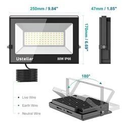 Ustellar 3 Pack 80W Led Flood Lights Outdoor Bright 8000LM Security Lights Outside IP66 Waterproof 5000K Dalylight White… 10 Ustellar 3 Pack 80W Led Flood Lights Outdoor Bright 8000LM Security Lights Outside IP66 Waterproof 5000K Dalylight White… -Garden Supply Store 41TyF6L5ugL