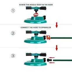 Lawn Sprinkler 2 Pack – Automatic 360° Rotating Adjustable Garden Hose Watering Sprinkler For Kids, Three Arm Rotating… -Garden Supply Store 41U3KYoM8nL