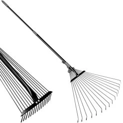 Walensee Garden Leaf Rake 64 Inch Adjustable Folding Leaves Rake Tools Metal Rake With Expandable Head From 7-22 Inch…