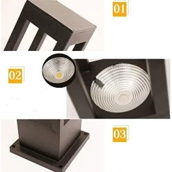 WHYA Modern Square Garden Lawn LED Post Light Nordic Black Die-cast Aluminum Rust Exterior Column Lantern Swimming Pool… -Garden Supply Store 41UP2BmiSOeL