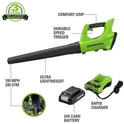 Greenworks 24V Cordless Jet Blower, 2.0 AH Battery Included -Garden Supply Store 41V9gKjVONS