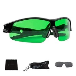 Happy Hydro – LED Grow Room Glasses – Green Lens For Protection From LED Lighting – UV Blocking Wrap Around Design – 2…
