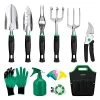 Gardening Tool Set 20 Pcs, GIGALUMI Aluminum Garden Hand Tools Set Heavy Duty With Garden Gloves, Trowel And Organizer…