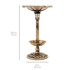 Best Choice Products Solar Lighted Pedestal Bird Bath Fountain W/Planter, Integrated Panel – Bronze -Garden Supply Store 41WAIe2B6FEL