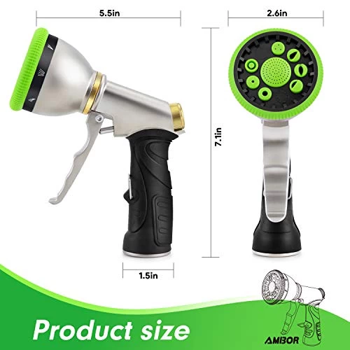 Water Hose Nozzle Spray Nozzle, Heavy Duty Metal Garden Hose Nozzle High Pressure Nozzle With 9 Adjustable Patterns… 3 Water Hose Nozzle Spray Nozzle, Heavy Duty Metal Garden Hose Nozzle High Pressure Nozzle With 9 Adjustable Patterns… - Image 3