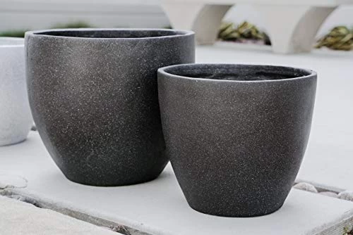 Canary Products PL1515BK Xbrand Modern Nested Black Round Flower Pot Planter, 14 Inch & 12 Inch Tall 1 Canary Products PL1515BK Xbrand Modern Nested Black Round Flower Pot Planter, 14 Inch & 12 Inch Tall