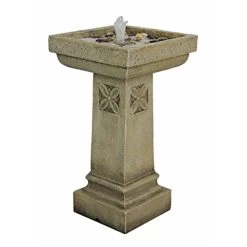 Water Fountain Bird Bath – White Chapel Manor Pedestal Garden Decor Fountain – Outdoor Water Feature