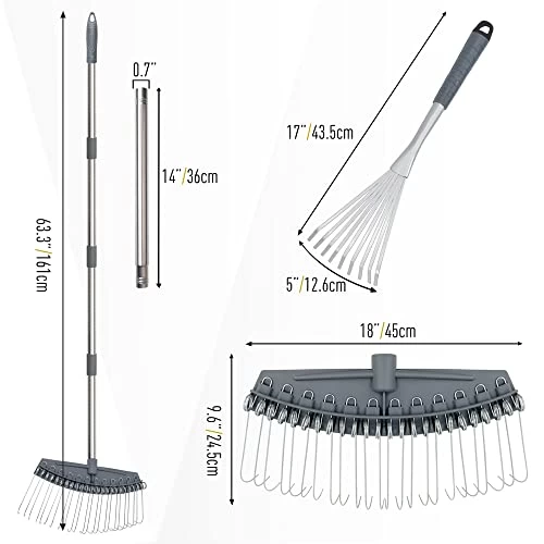 Altdoff Yard Thatch Rake Adjustable And Hand Rake, Leaf Rake Set, Garden Rake Used For Lawns, Leaves, Thatch, Gravel… 6 Altdoff Yard Thatch Rake Adjustable And Hand Rake, Leaf Rake Set, Garden Rake Used For Lawns, Leaves, Thatch, Gravel… - Image 6