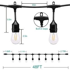 Addlon LED Outdoor String Lights 48FT With 2W Dimmable Edison Vintage Shatterproof Bulbs And Commercial Grade… -Garden Supply Store 41YTjKtiPWL