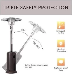 Outdoor Propane Heater Stainless Steel Freestanding Umbrella With Wheels Bronze -Garden Supply Store 41YzGrSu3aL