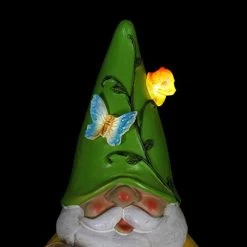 Exhart Solar Gardening Gnome Statue, LED Flower Hat, Durable Hand-Painted Resin Garden Décor, 5″x10″ -Garden Supply Store 41ZsBKJJJwL