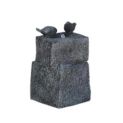 Cast Stone Fountain With LED Lights And Two Birds Playing Low Splash Design For Garden/Patio/Balcony/Lawn Decor Pump…