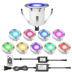 Recessed LED Deck Lighting Kits 1.18″ Low Voltage 12v IP67 Waterproof Led In Ground Lighting For Patio Steps Stair Floor Pool Deck Bathroom Outdoor Led Landscape Lighting (Warm White)