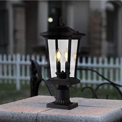 Outdoor Post Lights, Cast Aluminum Post Light Fixture, 2-Light Pole Mount Light With Clear Glass Panels, Matte Black… -Garden Supply Store 41b6744oG0L