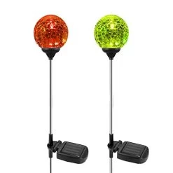 Solar Garden Lights Outdoor, 2 Pack Solar Globe Lights, Color-Changing LED Path Stake Lights Auto On/Off Dusk To Dawn…