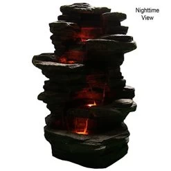 Sunnydaze Stacked Shale Rock Waterfall Fountain With LED Lights – Outdoor Rock Water Fountain For Patio, Backyard… -Garden Supply Store 41cN5ldvL4L