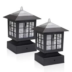 KMC LIGHTING KS101X2 Solar Post Cap Lights Solar Post Lights 4X4 Solar Post Cap Lights Fit For Wooden Posts, 2 Pack