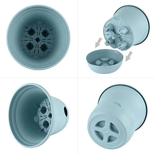 T4U Self Watering Planter Pot Round Blue 9.5 Inch Set Of 4, Plastic Plant Pot With Water Storage Base Indoor Outdoor… 6 T4U Self Watering Planter Pot Round Blue 9.5 Inch Set Of 4, Plastic Plant Pot With Water Storage Base Indoor Outdoor… - Image 6