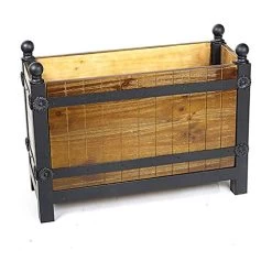 HEMFV Garden Iron Flower Pot Planting Solid Wood Flower Box Flower Stand Flower Stand Flower Outdoor Gardening Flower…