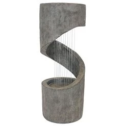 Sunnydaze Outdoor Water Fountain – Showering Spiral Water Fountain Feature – LED Light – Patio, Backyard, Garden Decor…