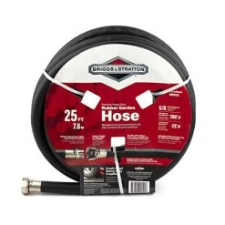 Briggs & Stratton 8BS25 25-Feet Premium Heavy-Duty Rubber Garden Hose, Black, 25 Ft