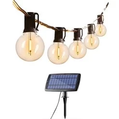 Views Solar String Lights Outdoor/Indoor, 27FT Length With 25+2 Replacement LED G40 Globe Bulbs | Waterproof Durable…