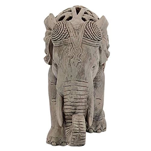 Design Toscano Anjan The Elephant Indian Decor Jali Animal Statue, 30.5 Cm, Polyresin, Brown Stone 2 Design Toscano Anjan The Elephant Indian Decor Jali Animal Statue, 30.5 Cm, Polyresin, Brown Stone - Image 2