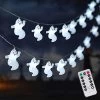 30 LED Halloween White Ghost String Lights, Battery Operated Halloween Lights With Remote, Indoor Outdoor Party, Patio…