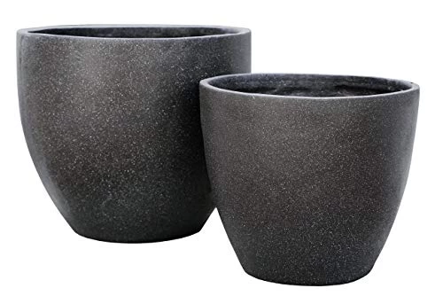 Canary Products PL1515BK Xbrand Modern Nested Black Round Flower Pot Planter, 14 Inch & 12 Inch Tall 2 Canary Products PL1515BK Xbrand Modern Nested Black Round Flower Pot Planter, 14 Inch & 12 Inch Tall - Image 2