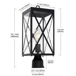 MELUCEE 1-Light Outdoor Post Light Fixture, Black Exterior Post Lantern With Clear Glass For Pathway Driveway Front/Back… -Garden Supply Store 41k42BTpG2BzL