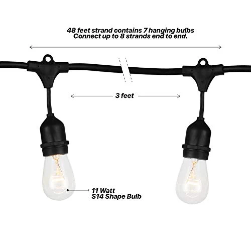 Brightech Ambience Pro Outdoor String Lights – Commercial Grade Waterproof Patio Lights With 48 Ft Dimmable Incandescent… 2 Brightech Ambience Pro Outdoor String Lights – Commercial Grade Waterproof Patio Lights With 48 Ft Dimmable Incandescent… - Image 2