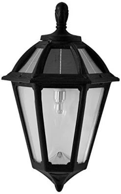 GAMA SONIC GS-179-BLK Polaris Lamp Outdoor Solar Light Fixture, Wall Mount Sconce, Warm White LED, Black (179010)
