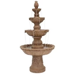 Sunnydaze Pineapple Large Outdoor Water Fountain – 4-Tier Waterfall Fountain & Backyard Water Feature For Patio, Yard…