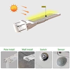 30W Outdoor LED Solar Street Light，IP65 Waterproof White 6000K Solar Security Light Motion Sensor Dusk To Dawn With… -Garden Supply Store 41lCn4E7gNL